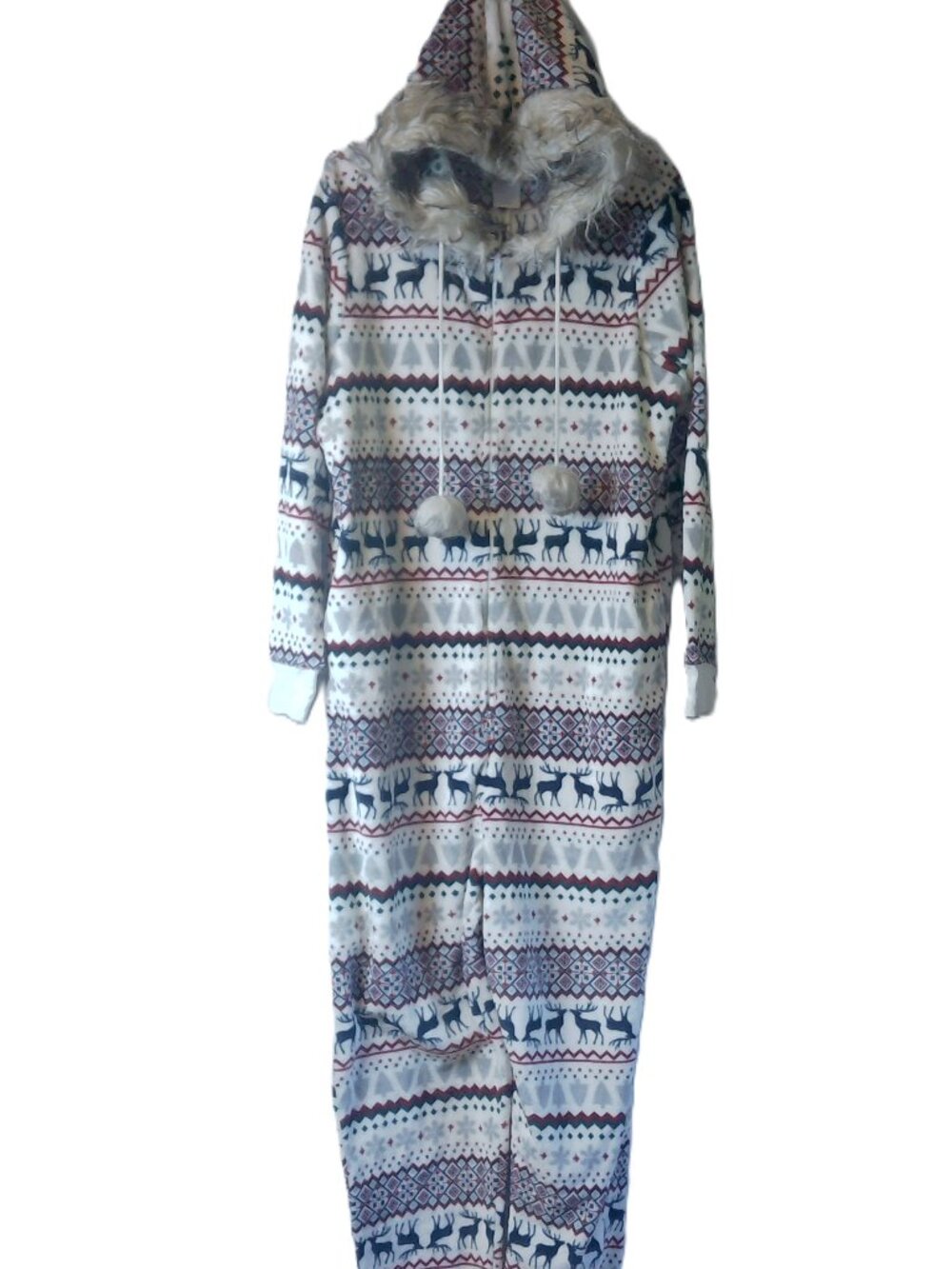 Secret Treasures Women's 2X Christmas Reindeer Fleece One Piece Hooded Pajamas
